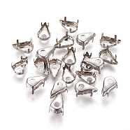 Stainless Steel Sew on Prong Settings, Claw Settings for Pointed Back Rhinestone, teardrop, Stainless Steel Color, 12.7x8x6mm, Tray: 11.4x7.5mm(X-STAS-L229-08P)