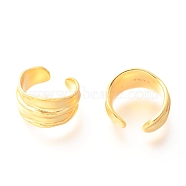 925 Sterling Silver Cuff Earrings, Carved S925, Textured, Golden, 11x12x8mm(EJEW-H124-09G)