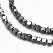 Non-Magnetic Hematite Beads Strands, Square, Gray, 3x3x2mm, Hole: 1mm, about 150pcs/strand, 16.1 inch(G-D822-14)
