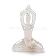 Electroplate Natural Quartz Crystal Yoga Goddess Decorations, Reiki Crystal Healing Gift, Home Display Decorations, White, 13~14x49~51x73mm(DJEW-F013-03A)