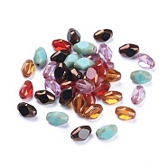 Electroplate Czech Lampwork Beads, Faceted, Rice, Mixed Color, 8~8.5x6x5mm, Hole: 1mm(X-LAMP-D180-18)