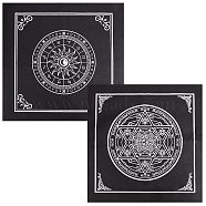 2 Sheets 2 Style Non-Woven Fabric Tarot Tablecloth for Divination, Square Altar Tarot Table Cloth, Black, 490~500x490~500x0.3~0.5mm, 1 sheet/style(AJEW-CN0001-61B)