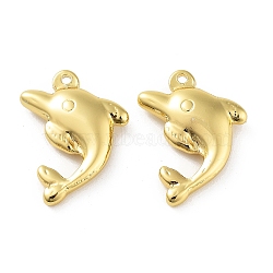 Ion Plating(IP) 304 Stainless Steel Pendants, Real 18K Gold Plated, Dolphin, 25x19x5.5mm, Hole: 1.8mm(STAS-F304-02G-01)