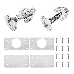 Spritewelry 304 Stainless Steel 8Pcs Hinge Pieces & 2Pcs Hydraulic Hinge, with 60Pcs Iron Screws, Cabinet Hardware, Stainless Steel Color, 14x7x0.8mm, Hole: 2.5mm, 70pcs/bag(FIND-SW0001-03)