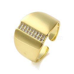 Brass with Cubic Zirconia Rings, Double Layer, Real 18K Gold Plated, US Size 8 1/2(18.5mm)(RJEW-B057-18G)