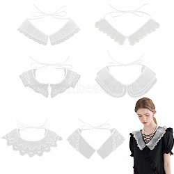 6Pcs 6 Style White Embroidered Organdy Collar, Neckline Trim Clothes Sewing Applique Edge, DIY Garment Accessories, White, 1330~1700mm, 1pc/style(AJEW-NB0004-01)