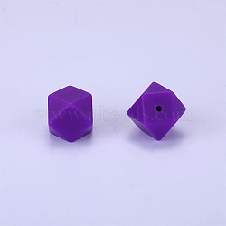 Hexagonal Silicone Beads, Chewing Beads For Teethers, DIY Nursing Necklaces Making, Dark Violet, 23x17.5x23mm, Hole: 2.5mm(SI-JX0020A-06)