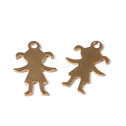 Ion Plating(IP) Girl 304 Stainless Steel Pendants, Golden, 16x11x1mm, Hole: 1.5mm(STAS-G130-44G)