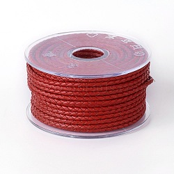 Braided Cowhide Cord, Leather Jewelry Cord, Jewelry DIY Making Material, Dark Red, 3mm, about 10.93 yards(10m)/roll(WL-I003-3mm-C-04)