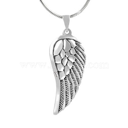 Stainless Steel Pendant Necklaces, Wing Urn Ashes Necklaces, Stainless Steel Color, 20.08~31.50 inch(51~80cm)(PW-WG83127-01)