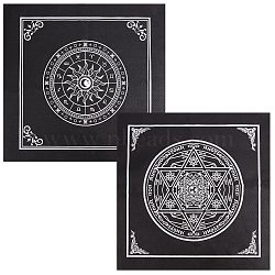 2 Sheets 2 Style Non-Woven Fabric Tarot Tablecloth for Divination, Square Altar Tarot Table Cloth, Black, 490~500x490~500x0.3~0.5mm, 1 sheet/style(AJEW-CN0001-61B)