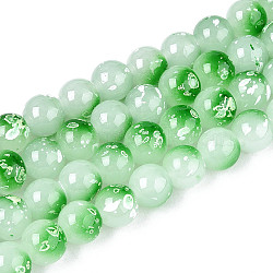 Baking Paint Glass Beads, Round, Dark Green, 10~10.5mm, Hole: 1.2~1.5mm(X1-DGLA-N015-10mm-09)
