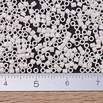 MIYUKI Delica Beads, Cylinder, Japanese Seed Beads, 11/0, (DB1500) Opaque Bisque White AB, 1.3x1.6mm, Hole: 0.8mm, about 2000pcs/10g
