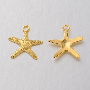 Tibetan Style Alloy Pendants, Cadmium Free & Lead Free, Starfish/Sea Stars, Golden, 19.5x19x2mm, hole: 2mm.