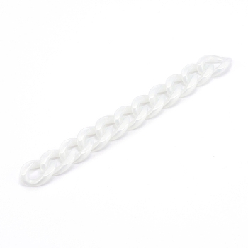 Handmade Opaque Acrylic Curb Chains,Twisted Link Chain, Quick Link Connectors, Creamy White, 23x16.5x4mm, about 39.37 inch(1m)/strand