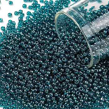 TOHO Round Seed Beads, Japanese Seed Beads, (108BD) Transparent Luster Teal, 11/0, 2.2mm, Hole: 0.8mm, about 5555pcs/50g