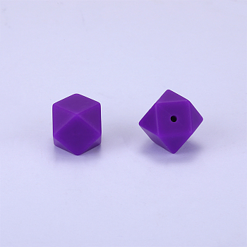 Hexagonal Silicone Beads, Chewing Beads For Teethers, DIY Nursing Necklaces Making, Dark Violet, 23x17.5x23mm, Hole: 2.5mm