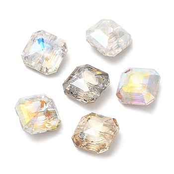 K5 Glass Rhinestone Buttons, Back Plated, Faceted, Square, Mixed Color, 12x12x6mm, Hole: 1mm