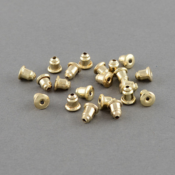 Iron Ear Nuts, Earring Backs, Light Gold Plated, 6x5mm, Hole: 1mm
