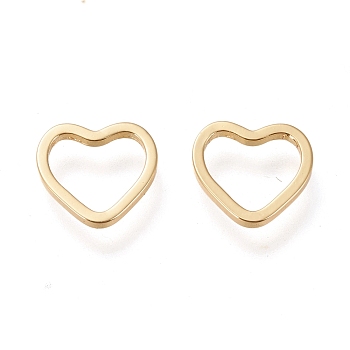 Brass Linking Ring, Long-Lasting Plated, Heart, Real 18K Gold Plated, 9.5x10x1mm, Inner Diameter: 6.4x8mm