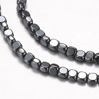 Non-Magnetic Hematite Beads Strands, Square, Gray, 3x3x2mm, Hole: 1mm, about 150pcs/strand, 16.1 inch