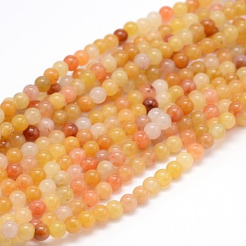Natural Topaz Jade Round Bead Strands, 4mm, Hole: 1mm, about 100pcs/strand, 16 inch