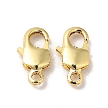 Brass Lobster Claw Clasps, Cadmium Free & Nickel Free & Lead Free, Real 18K Gold Plated, 12.5x6.5x2.5mm, Hole: 1.5mm