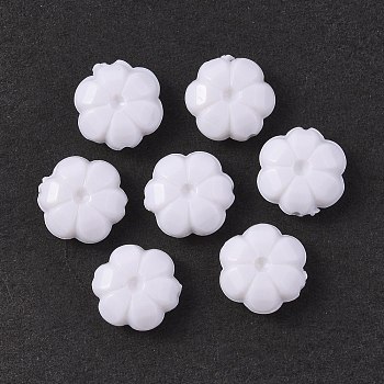 Opaque Acrylic Beads, Pumpkin, White, 11x5mm, Hole: 1.2mm, about 1400pcs/500g