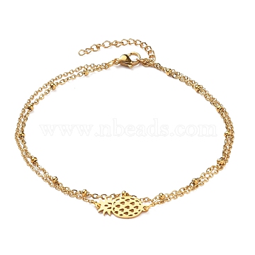 Ion Plating(IP) 304 Stainless Steel Multi-strand Anklets, with Satellite Chains and 201 Stainless Steel Pineapple Links, Golden, 9-7/8 inch(25cm)(X-AJEW-AN00332-03)