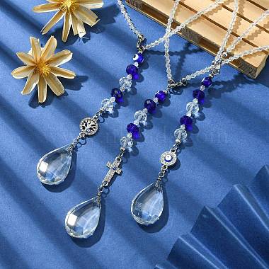 Glass Teardrop Pendant Decorations(HJEW-JM01254)-4