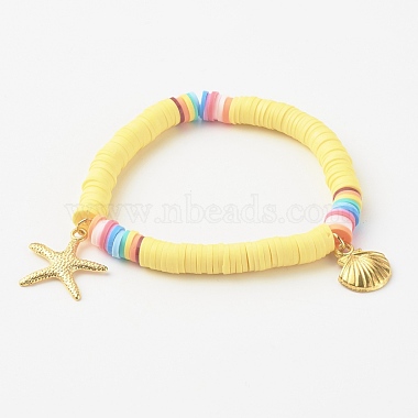 Bracelets élastiques faits à la main de perles heishi en pâte polymère(BJEW-JB0001-CPQ)-5