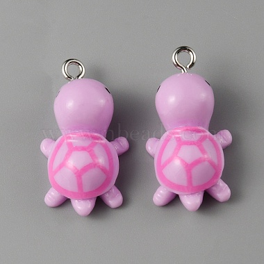 Platinum Pearl Pink Tortoise Iron+Resin Pendants