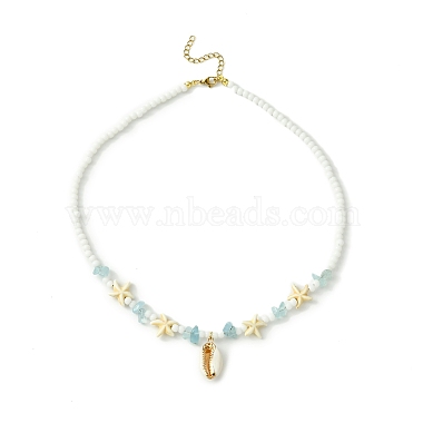 Colorful Shell Shape Aquamarine Necklaces