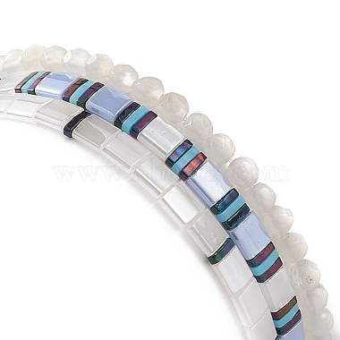 3Pcs 3 Style Glass Seed Rectangle Tile Stretch Bracelets Set(BJEW-JB09038)-3