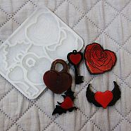DIY Gothic Style Heart Theme Ornament Silicone Molds, Resin Casting Molds, for UV Resin, Epoxy Resin Craft Making, White, 88x117x6mm, Inner Diameter: 30.5~48.5x49~51mm(DIY-E065-05)