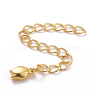 Brass Chains Extender, with Rose Charms, Golden, 52x3mm(KK-Z018-08G)