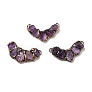 Natural Amethyst Nuggets Big Pendants, Large Hole Pendants, with Red Copper Tone Brass Findings, Cadmium Free & Lead Free, Boomerang, 33~35x49.5~58x7~13mm, Hole: 5.5x3mm(G-D468-43R-02)