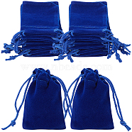 25Pcs Rectangle Velvet Drawstring Pouches, Candy Gift Bags Christmas Party Wedding Favors Bags, Dark Blue, 7x5cm(TP-BBC0001-04B-01)
