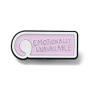 Word Emotionally Unavailable Enamel Pins, Black Zinc Alloy Brooch for Women, Plum, 20x45.5x1.5mm(JEWB-D022-03F-EB)