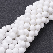 Natural Mashan Jade Round Beads Strands, Dyed & Heated, White, 8mm, Hole: 1mm, about 51pcs/strand, 15.7 inch(X-G-D263-8mm-XS01)