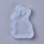 Bunny Pendant Food Grade Silicone Molds, Resin Casting Molds, For UV Resin, Epoxy Resin Jewelry Making, Rabbit, White, 40x25x5mm, Hole: 2mm, Inner Diameter: 31x22mm(DIY-L026-043)