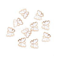 Light Gold Plated Alloy Enamel Charms, Butterfly, White, 10.5x13x2mm, Hole: 1.2mm(X-ENAM-WH0047-41A)