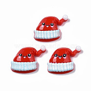 Opaque Resin Cabochons, Christmas Hat with Face, Red, 23x29x8mm(CRES-N021-114)