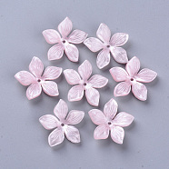 5-Petal Cellulose Acetate(Resin) Bead Caps, Flower, Pink, 20.5~21.5x22~23x4.5mm, Hole: 1.2mm(KY-N006-02-B01)
