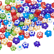PandaHall Elite Glass Beads, Flower, Mixed Color, 120pcs/box(GLAA-PH0001-13)