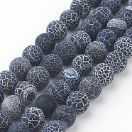 Natural Weathered Agate/Crackle Agate Beads Strands, Round, Grade A, Dyed, Black, 10mm, about 40pcs/strand, 16 inch(X-G-SR10MM-60)