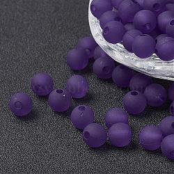 Transparent Acrylic Beads, Round, Frosted, Slate Blue, 8mm, Hole: 1.5mm, about 1019pcs/280g(PL582-C17)