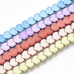 Electroplated Non-magnetic Synthetic Hematite Beads Strands, Heart, Mixed Color, 5.5x6x2.5mm, Hole: 0.5mm, about 82~83pcs/strand, 15.74 inch(40cm)(G-S365-010B)