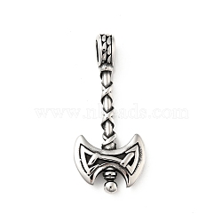 304 Stainless Steel Pendants, Manual Polishing, Axe, Antique Silver, 44x19.5x7.5mm, Hole: 6x4.5mm(STAS-P309-22AS)