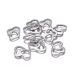 201 Stainless Steel Filigree Joins Links, Heart, Stainless Steel Color, 20.5x16x1.7mm(STAS-P236-44P)